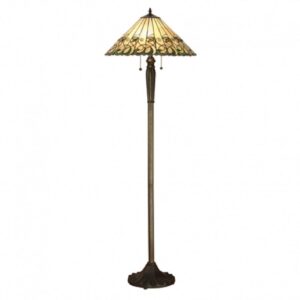 Interiors 1900 64192 Jamelia Tiffany 2 Light Floor Lamp In Dark Bronze With Shade