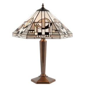 Interiors 1900 64263 Metropolitan Tiffany Medium 2 Light Table Lamp In Bronze Effect