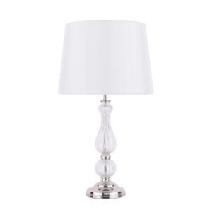 Laura Ashley Bradshaw Ribbed Glass Table Lamp In Polished Nickel With Silk Shade LA3756202-Q