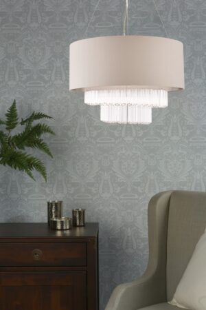 Laura Ashley LA3756145-Q Genevieve 5 Light Ceiling Pendant Light In Grey Finish With Glass Rods