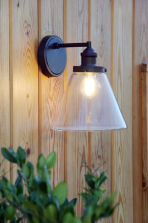 Laura Ashley LA3756191-Q Isaac Outdoor Wall Light In Charcoal Finish With Glass Shade IP44