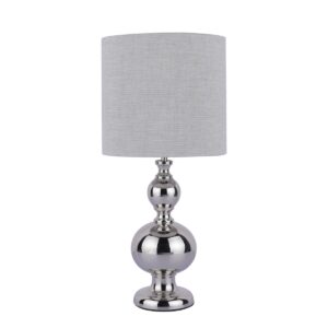 Laura Ashley Mancot Touch Table Lamp In Polished Nickel Finish With Ivory Linen Shade LA3756216-Q