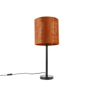 Modern table lamp black with shade red 25 cm – Simplo