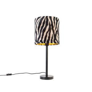 Modern table lamp black with shade zebra 25 cm – Simplo