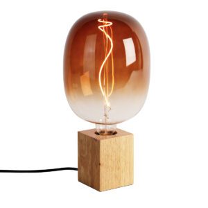 Rural table lamp wood natural incl. LED G170 – Bloc