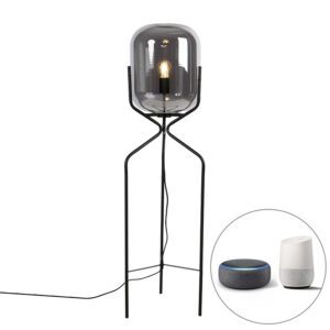 Smart floor lamp black incl. WiFi A60 smoke glass – Bliss