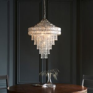 Victoria 7 Light Crystal Ceiling Chandelier In Bright Nickel Finish