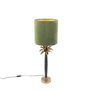 Art Deco Table Lamp with 25cm Velvet Green Shade – Areka