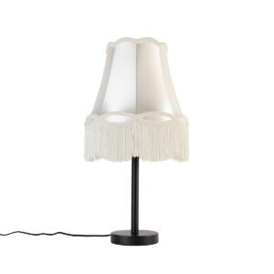 Classic table lamp black with granny shade cream 30 cm – Simplo