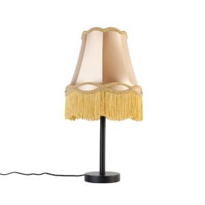 Classic table lamp black with granny shade gold 30 cm – Simplo