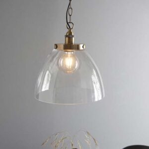 Harbor Clear Glass Shade Ceiling Pendant Light In Brass