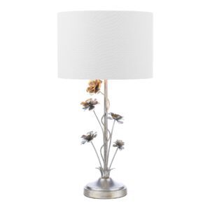 Laura Ashley Lyndale Table Lamp In Distressed Silver Leaf With Shade LA3756319-Q