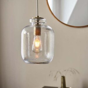 Lecce Clear Glass Shade Ceiling Pendant Light In Antique Brass