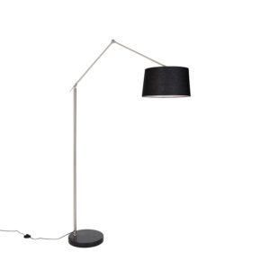 Modern floor lamp steel linen shade black 45 cm – Editor