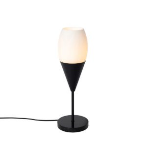 Modern table lamp black with opal glass – Drop
