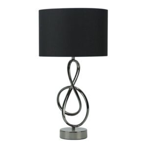 Norman Black Linen Shade Table Lamp With Black G-Clef Base