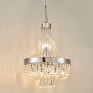 Dar Lighting Alyssa 9 Light Ceiling Chandelier In Polished Chrome Finish With Crystal Glass