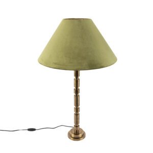 Art deco table lamp with velor shade green 50 cm – Torre