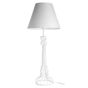 Chicoya White Fabric Shade Table Lamp With Metal Wire Base
