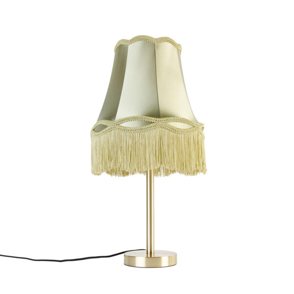 Classic table lamp brass with granny shade green 30 cm - Simplo