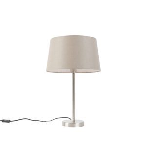 Modern table lamp steel with taupe shade 35 cm – Simplo