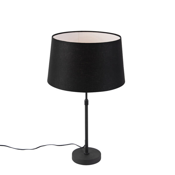 Table lamp black with linen shade black 35 cm adjustable - Parte