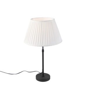 Table lamp black with pleated shade cream 35 cm adjustable – Parte