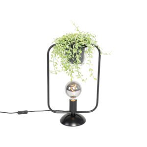 Modern table lamp black with glass rectangular – Roslini