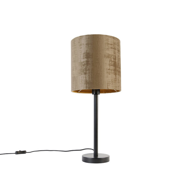 Modern table lamp black with shade brown 25 cm - Simplo
