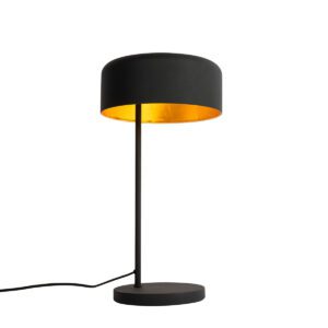 Retro table lamp black with gold interior – Jinte