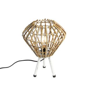 Rural table lamp tripod bamboo with white – Canna Diamond