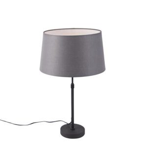 Table lamp black with linen shade gray 35 cm adjustable – Parte