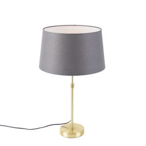 Table lamp gold / brass with linen shade gray 35 cm – Parte